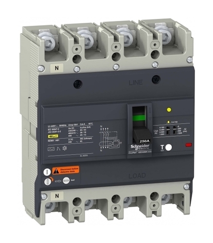 Силовой автомат Schneider Electric Easypact EZC 250, TM-D c диф защитой, 36кА, 4P, 160А