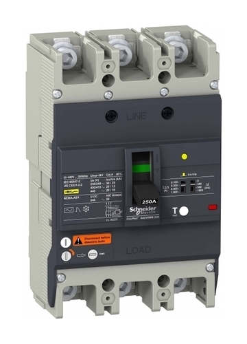 Силовой автомат Schneider Electric Easypact EZC 250, TM-D c диф защитой, 25кА, 3P, 200А